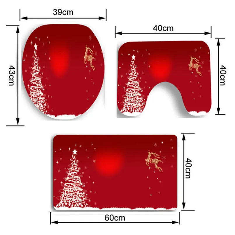 6 видов 3 шт. Рождественский нескользящий коврик для ванной комнаты+ крышка для унитаза+ коврик для ванной 30RK1