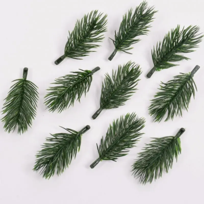

50pcs 6cm Artificial Plants Pine Branches Christmas tree Wedding Decorations DIY Handcraft Accessories Children Gift Bouquet