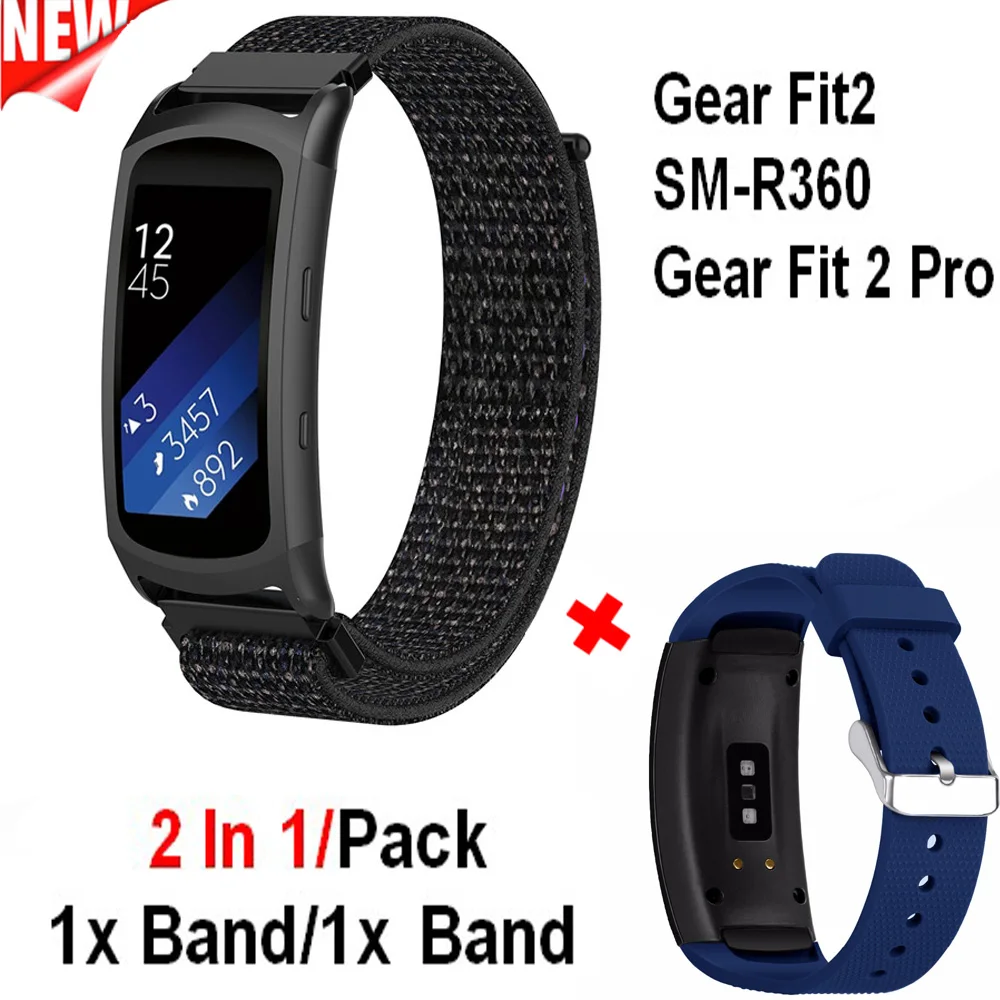 

2 In1 Silicone Replace Wrist Band For Samsung Gear Fit2 Fit 2 Pro Strap nylon Watchband For Samsung Fit 2 SM-R360 Watch Straps