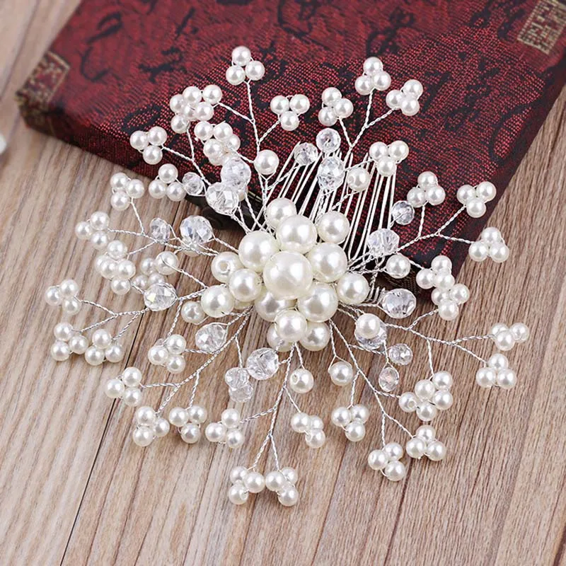 diamante and pearl hair combs