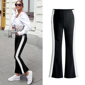 

Spring Sweatpants Women Fashion Casual Harem Pants Trousers For Women Black Striped Side Sweat Pants Female Plus Size M-5XL