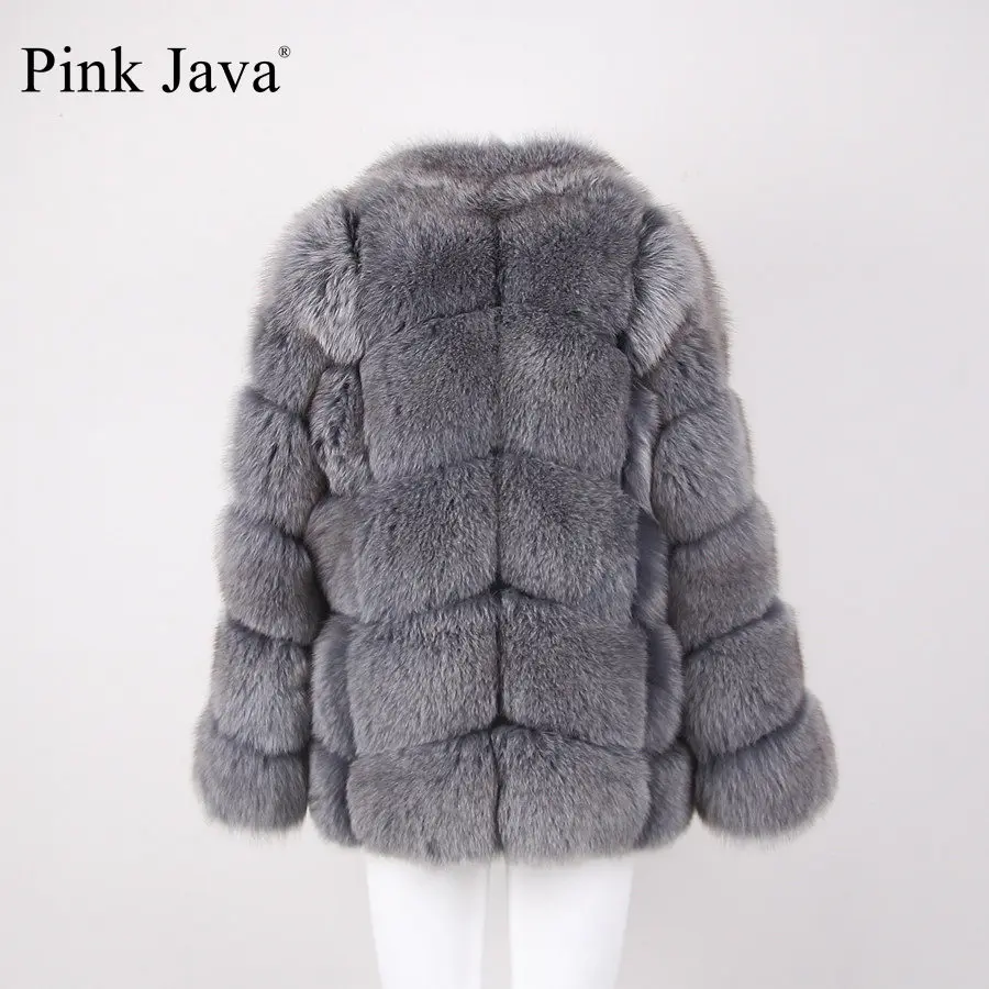 Розовый Java QC8140 новое поступление женские зимние толстые пальто с мехом натуральным лисьим Меховая куртка высокого качества лиса пальто со стоячим воротником наряд
