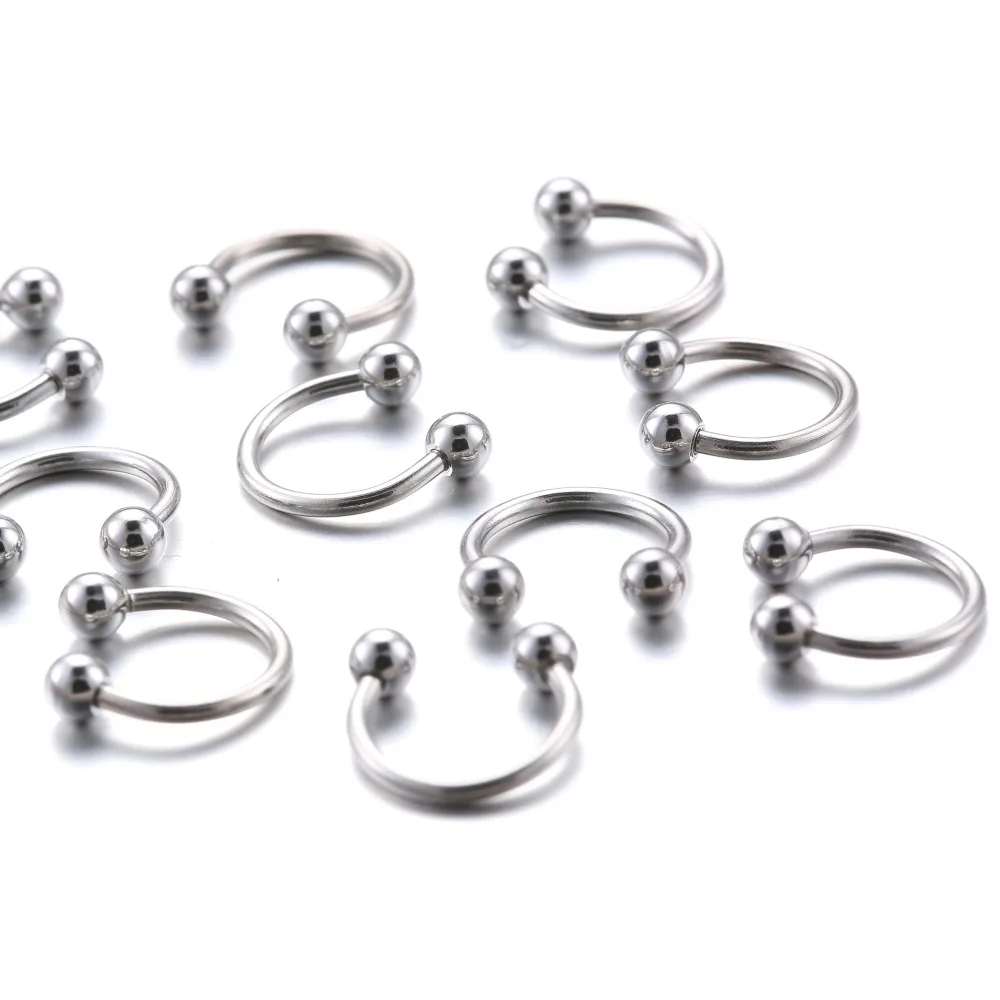 10Pcs/Lot 316L Surgical Stainless Steel Barbells Horseshoe Lip Ring