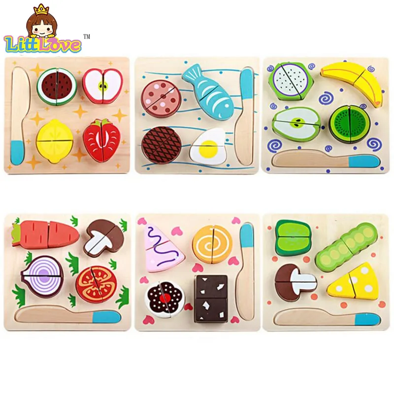 LittLove милые детские кухонные игрушки, новая деревянная кухонная еда, фруктовая овощная резка, Детские ролевые игры, развивающие игрушки