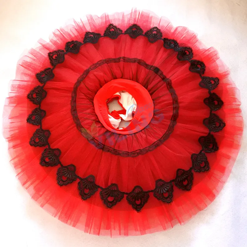 

Ballet tutu red half tutu with pants,professional rehearsal ballet platter plate practicing Pancake tutu