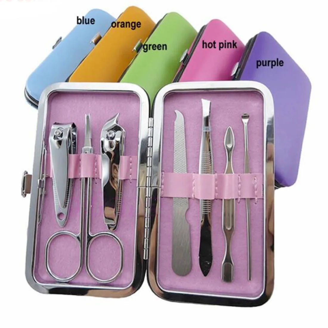

New arrival 7pcs Manicure Set Nail Care Clippers Scissors Travel Kits Case Manicure Set Tool