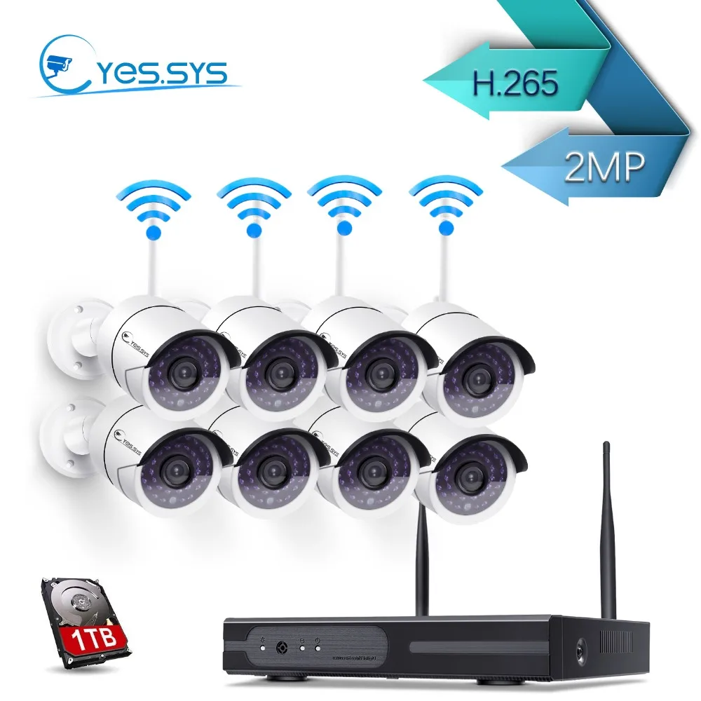 Глаза. sys H.265 Беспроводной 8CH 1080 P NVR Wi Fi видеонаблюдения Камера Системы 8 шт. 2MP Пуля