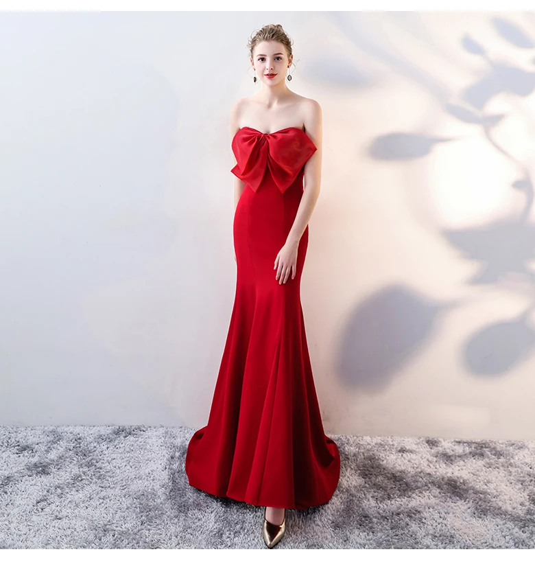 Robe De Soriee новые цвет красного вина Prom Dress Mermaid Сексуальная Милая со шлейфом черный изумрудно-розового и белого цвета элегантные Официальные Вечерние платья