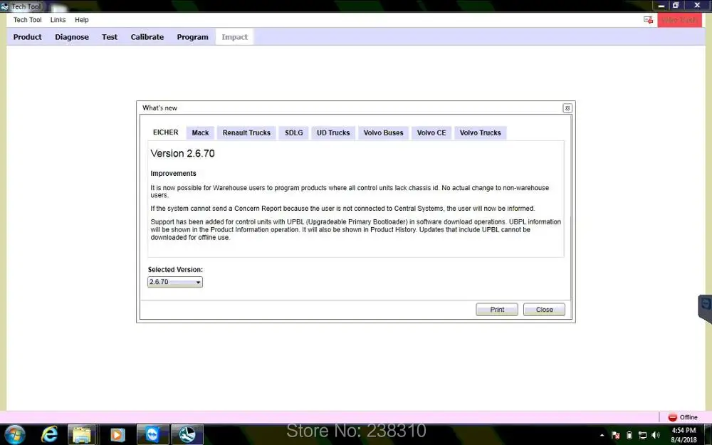 

2018 year for volvo Tech tool 2.6.75 development mode PTT 2.6 program with developer tool and last acpi+ free shipping
