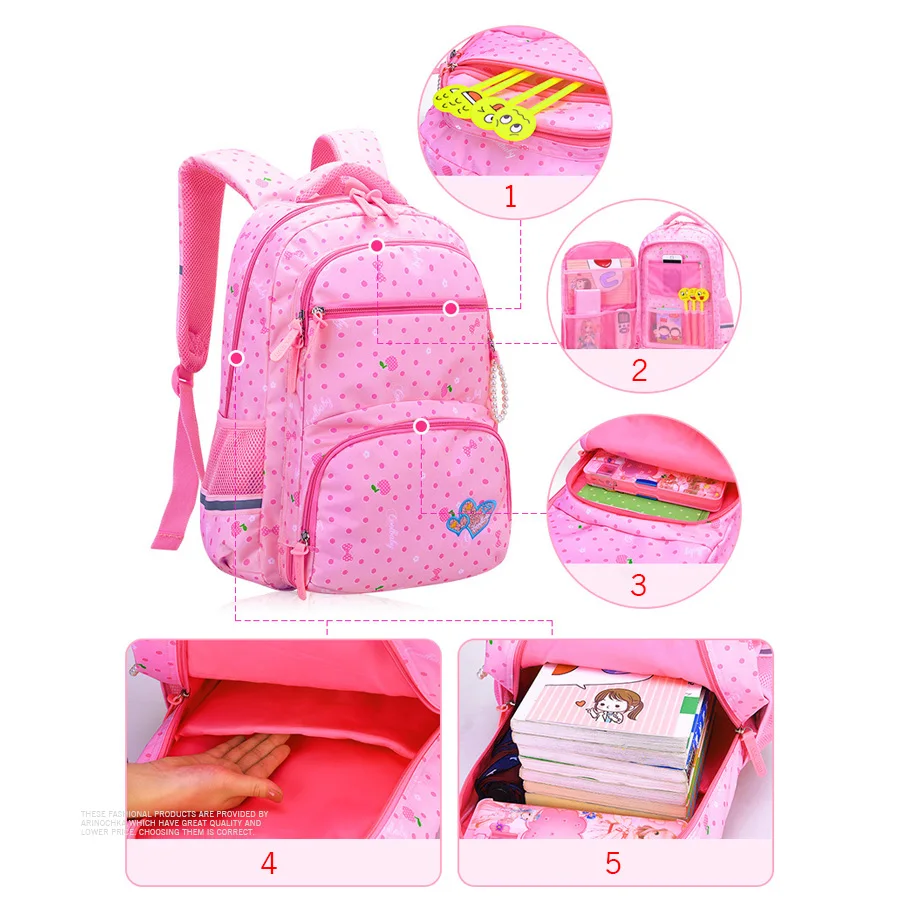 Детские рюкзаки с принтом в горошек для девочек, сумки для начальной школы, Новые рюкзаки с большой вместительностью для детей, рюкзаки для книг, сумки для книг, Mochila Escolar
