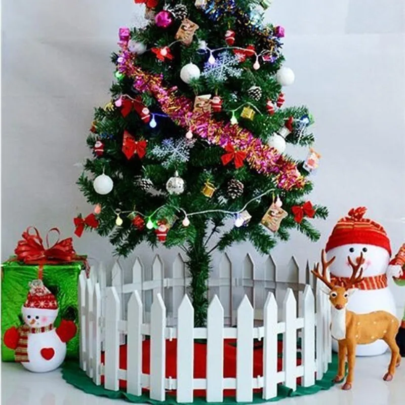 1PC White Christmas Tree Fence Ornaments Plastic Garden Fence Border