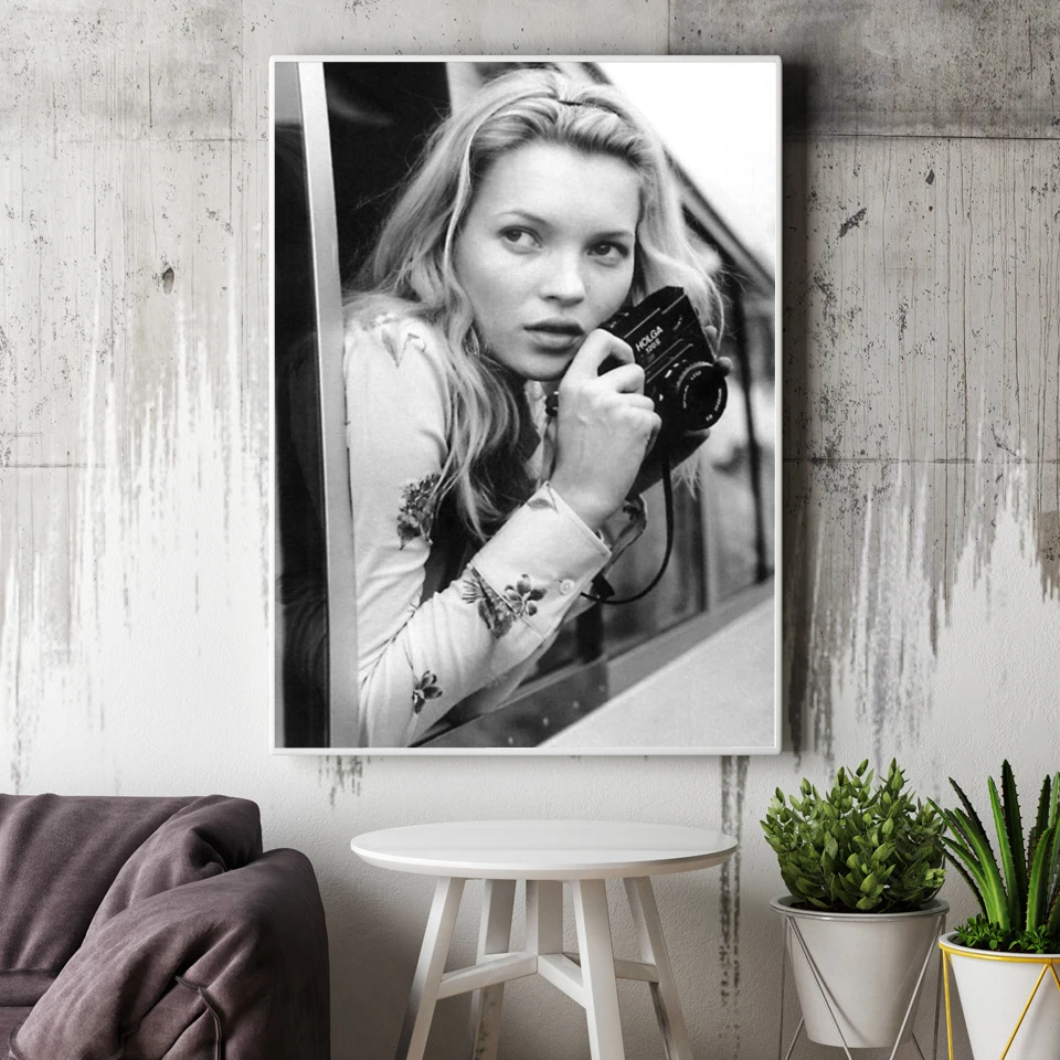 Kate Moss фотография модный постер Настенные рисунки черно-белая супермодель фото на холсте живопись настенные картины Современный декор