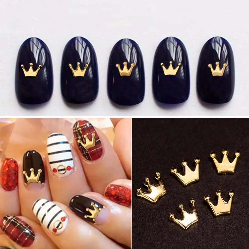 TOMTOSH 10 Cái Thời Trang Mới Vương Miện Alloy Nail Art Rhinestone Studs Vàng 3d Nail Trang Sức Charm DIY Styling Tool Nail trang trí|nail decoration|alloy nail artalloy nail - AliExpress