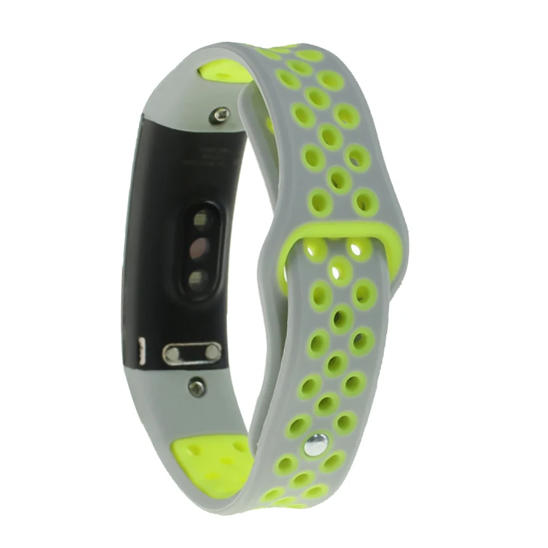 Мягкий силиконовый ремешок AKBNSTED для huawei Honor Band 3, сменный ремешок на запястье для Honor 3, ремешок с пряжкой из нержавеющей стали, ремешок для часов - Цвет: Gray Yellow