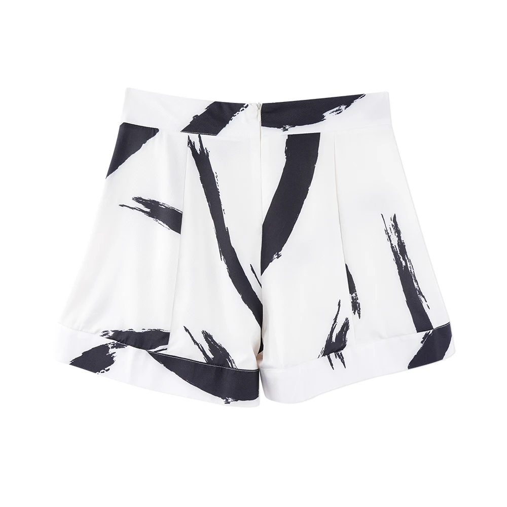 Женские свободные шорты в пляжном стиле повседневные черного и белого цветов с