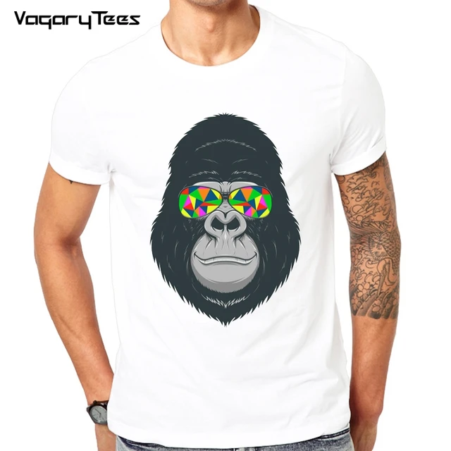 King of Monkey print casual tshirt mens o neck t shirts fashion men's ...