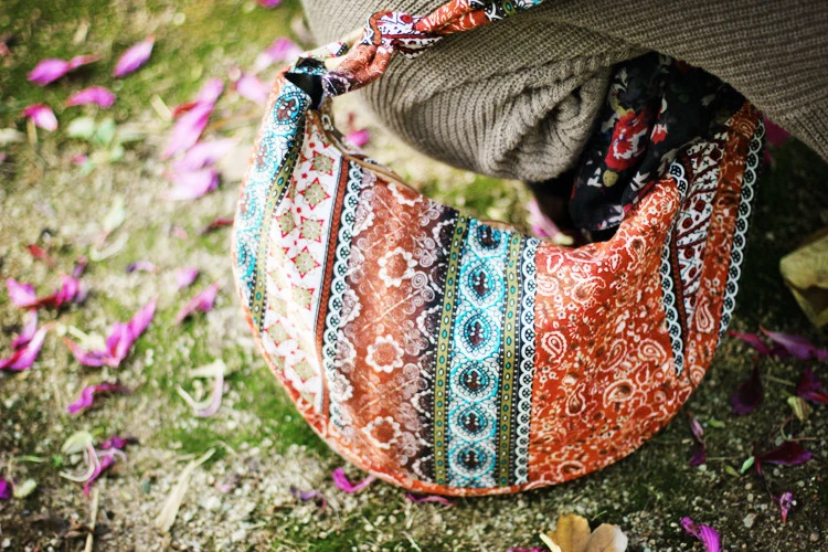 Hippie Crossbody Bag Thai Top Zip Hobo Sling Bag Handmade Hipster Messenger Bag (11)