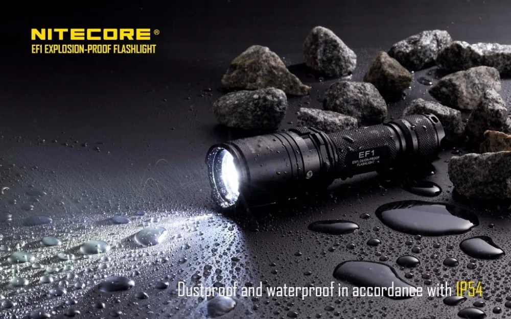 NITECORE EF1 взрывоустойчивый фонарик использование 1*18650 и 2* CR123 с помощью одной руки регулировки яркости+ 3500 мА/ч, 18650 Батарея+ зарядное устройство