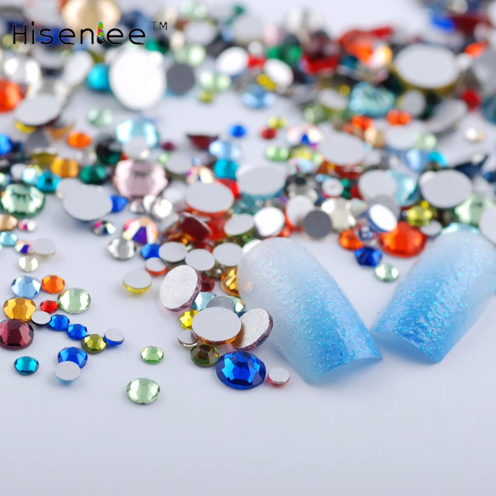 ss3-ss30 Colorful Glass Mix Sizes Nail Art Decorations Rhinestones/Crystal Woman beauty makeup DIY Accessories Gems