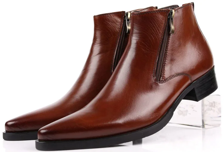 Glissière En Chaussures Tan Fermeture Cuir D'affaires Eur46 Noir Véritable Black brown Pour blue brun Taille Hommes À Cheville bleu Grande Tan Bottes Robe 5L34cAqRj