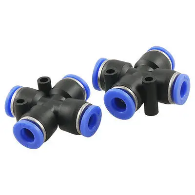 

6mm 4 Way Cross Style Pneumatic Tube Push in Quick Fittings 2 Pcs