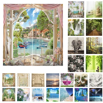 

3D Scenic Chinese Style Blackout Window Curtain Panel Meditation Pattern 65 x 30inch, Blinds Panel