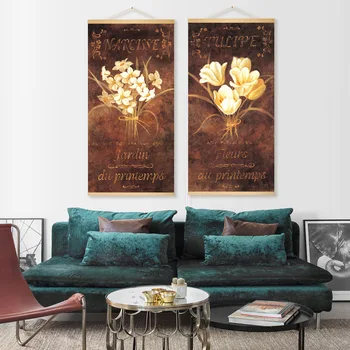 

Elegant Flower Hanging Scroll Painting Canvas Posters And Prints Wall Art Wall Pictures For Bedroom Nordic Decoration Home