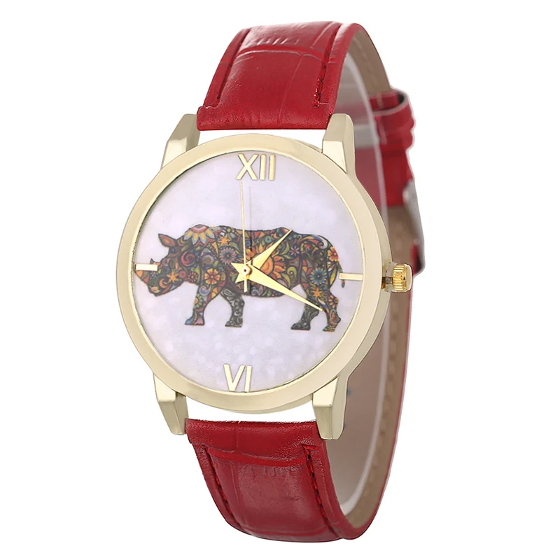 

2018 New Style Watch Animal Pattern Roman Numerals Rhinoceros Wristwatch Unisex Crocodile Pattern Leather Belt Quartz Watches