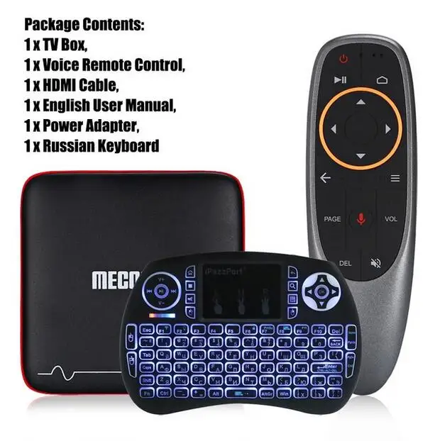 KuWFi Smart tv Box Android 7,1 набор голосового управления верхняя коробка Amlogic S905W 2 Гб 16 Гб HDMI приставка PK X96 mini M8S PRO W - Цвет: Add Russian Keyboard