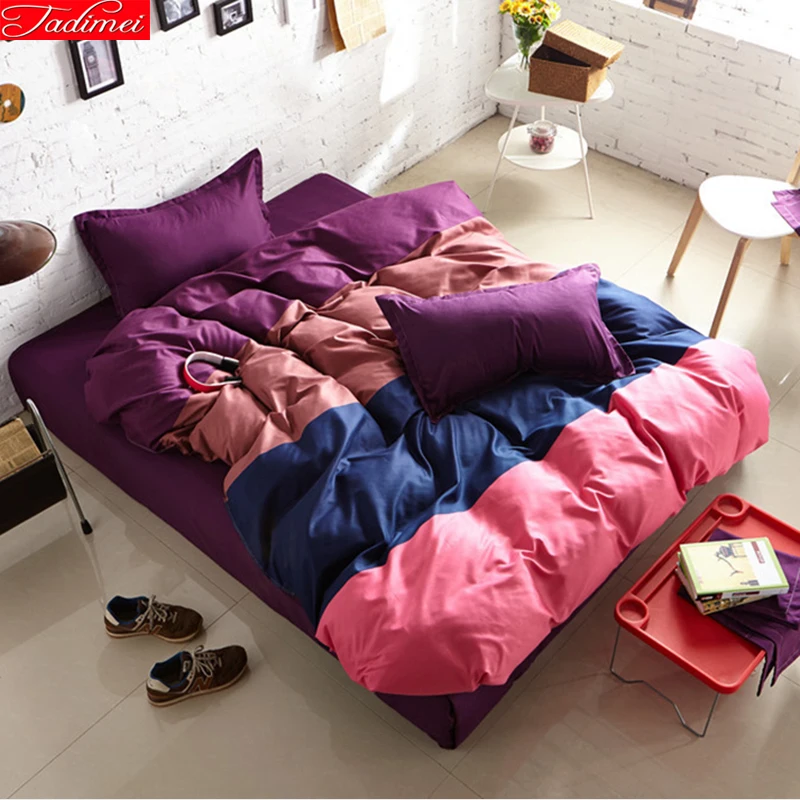 

Single Queen King size Aole Cotton 3/4 pcs Bedding Sets Soft Bedclothes Mix Colors 1.5m 1.8m 2m Bed Sheet Duvet cover Pillowcase