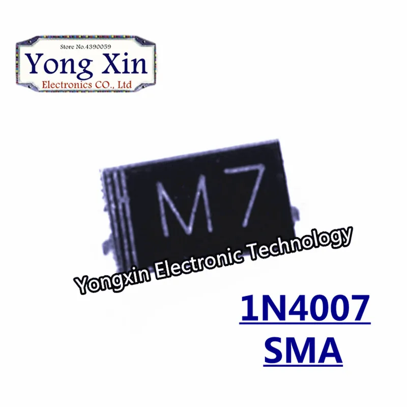 100 шт. диод M7 1N4007 SMD 1A 1000 В IN4007 выпрямительный | Обустройство дома