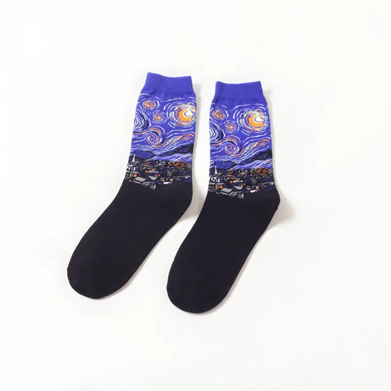 Новые модные мягкие носки для мужчин и женщин с объемным рисунком в винтажном стиле Лидер продаж, забавные носки унисекс в стиле звездной ночи, винтажные носки с принтом в стиле ретро - Цвет: Style 5