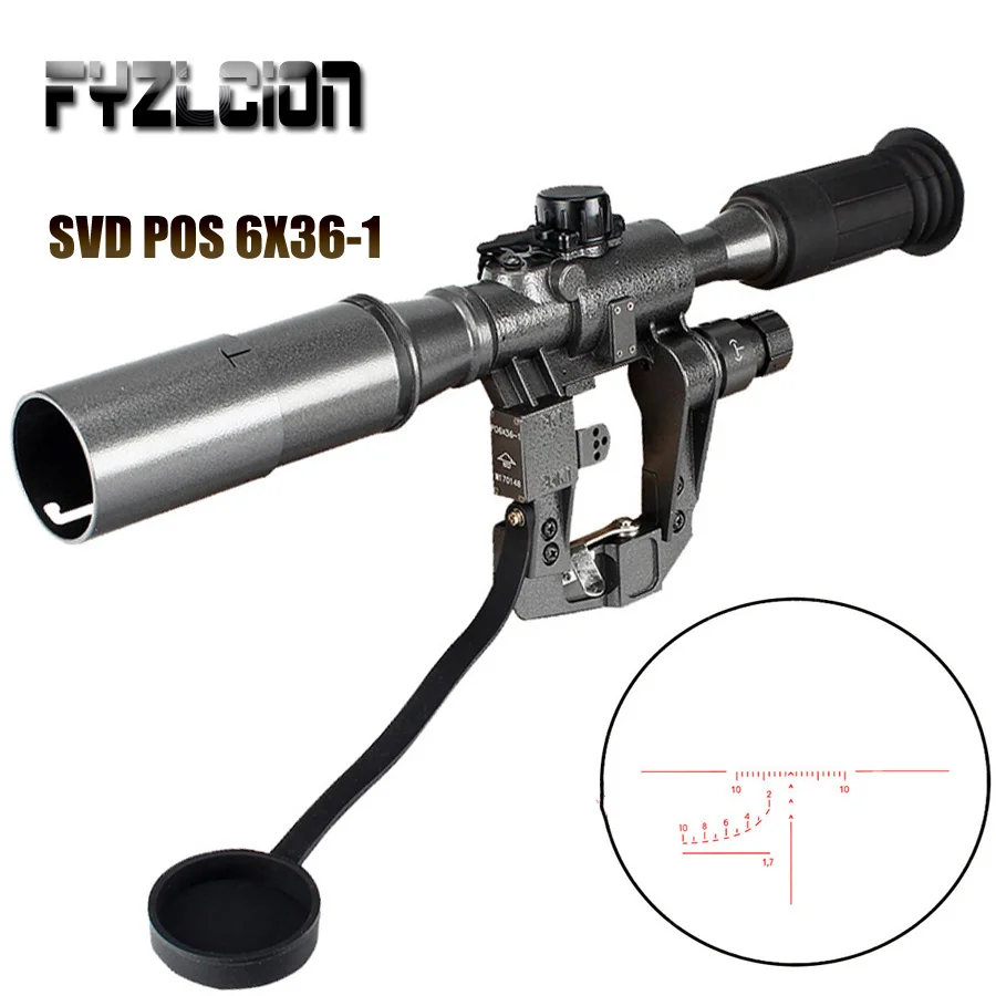 

Hunting Dragunov SVD POS 6X36-1 Red Illuminated Optics Rifle Riflescope Tactical Optics Sights For Sniper Shooting AK Rifle