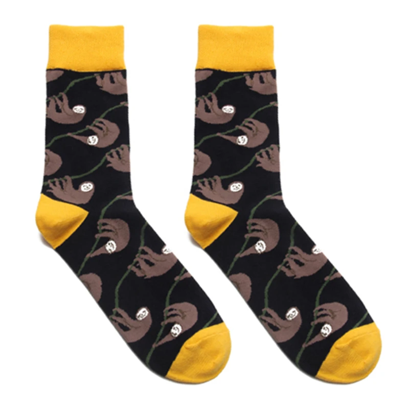 

Adult Size Mid Calf Crew Sloth Cotton Socks Slow Bbradypode Folivora Lightning Lazy Animal Bradypus Choloepusa Branches Monkeys