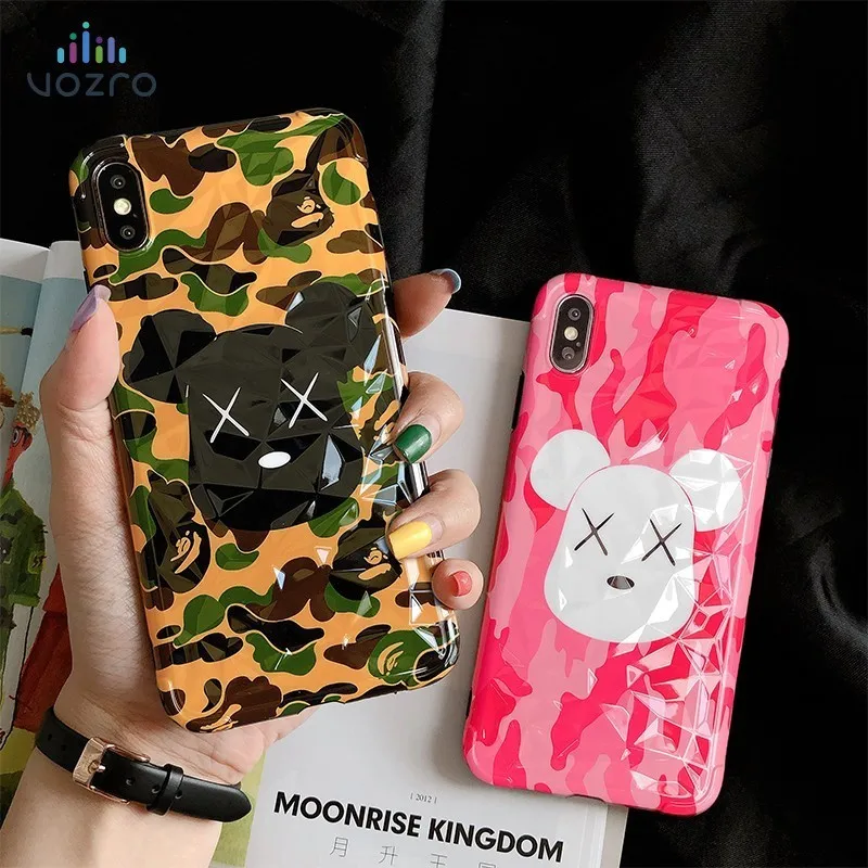 

VOZRO Cartoon Violent Bear Phone Case For Iphone X XS XR XS Max 6 6S 7 8 Plus Case Telephone Covers Accessories Bag