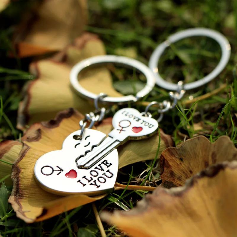 Aliexpress.com : Buy LNRRABc 1 Pair couple I LOVE YOU Letter Keychain Heart Key Ring Silver ...