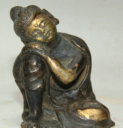 

wholesale factory Ancient Tibet Bronze 24K Gold Antique Sleep Shakyamuni Amitabha Buddha Statue
