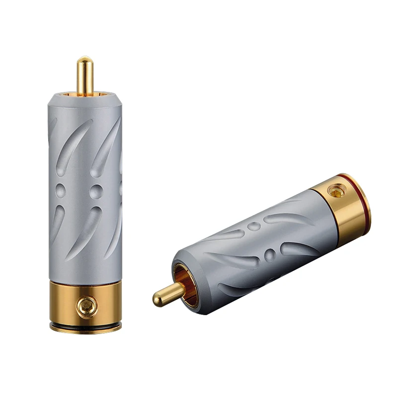 

Viborg 4 Pcs Hifi VR109G Pure Copper Aluminium Alloy Gold Plated RCA Plug for 9.5mm Cable Audio Phono Connector
