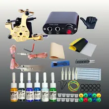 Полный комплект машина татуировки цветные чернила черный татуировки Питание иглы Захваты Советы татуировки Наборы для начинающих