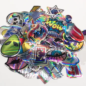 

60pcs/lot laser Sticker Funny Cute Style Waterproof Snowboard Luggage Laptop Motorcycle suitcase skateboard Graffi toys decal