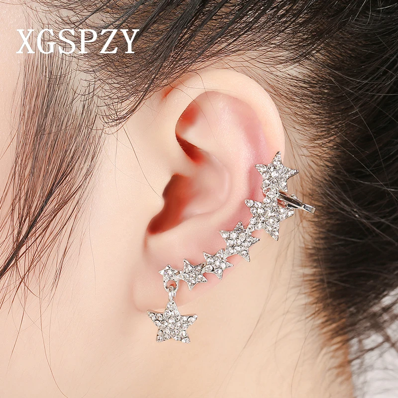 XGSPZY Elegant Inlaid Full Crystal Star Ear Cuff Clip Hot Sell Left