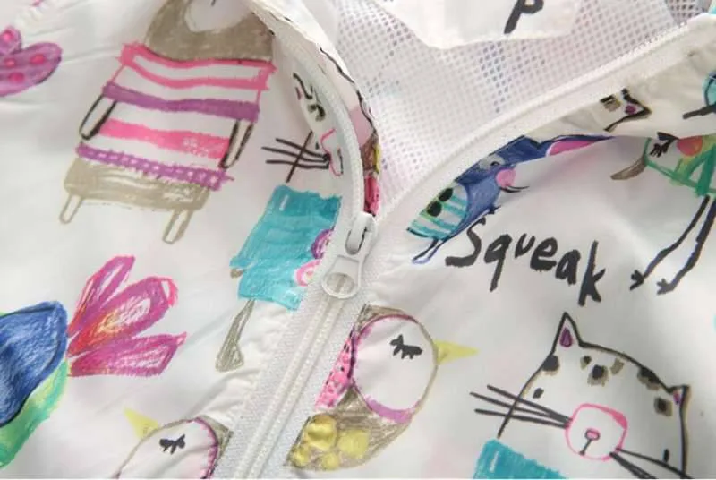 CUte Rabbit Graffiti Kids Jacket For Girls Trench Coats Spring Sunscreen Clothing Comfortable Girl Jackets Girls Outerwear Coats (5)