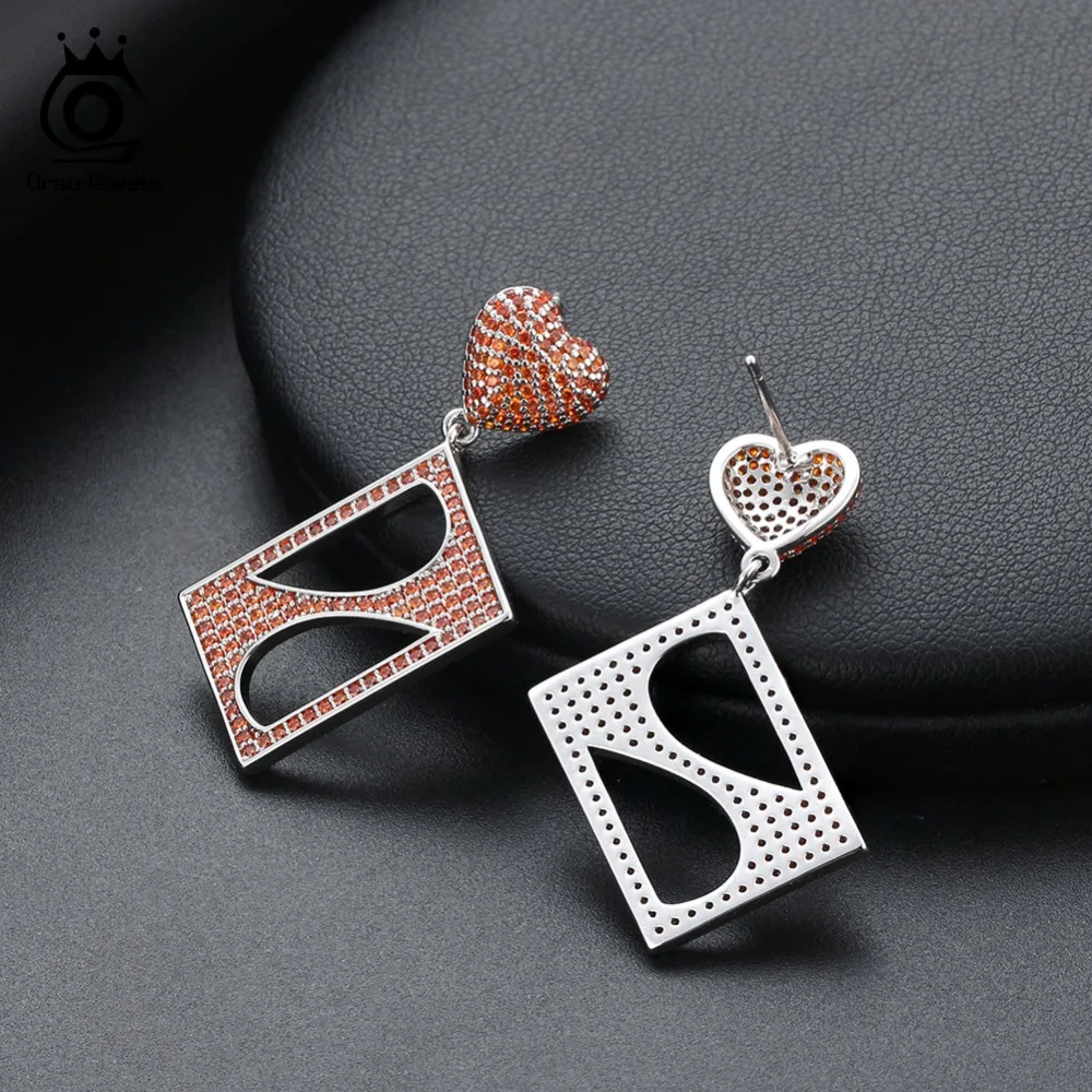 ORSA JEWELS дизайн покера женские сережки с подвесками квадратной формы Красный AAA CZ уникальные сережки модные ювелирные изделия OE232