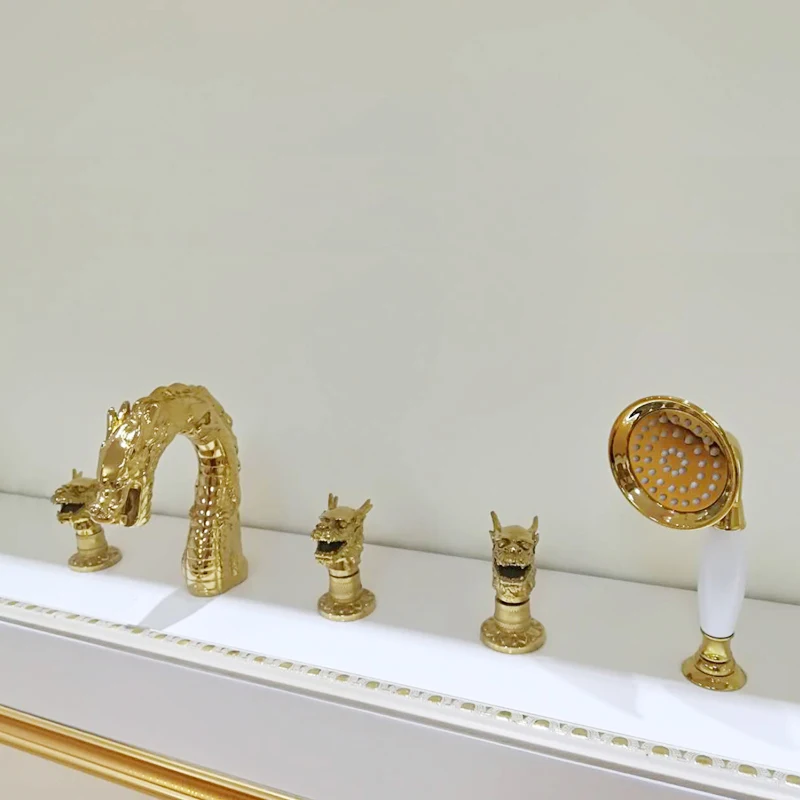 Europe Style Bathtub Faucet Set Gold Plating Bathroom Bathtub Faucets