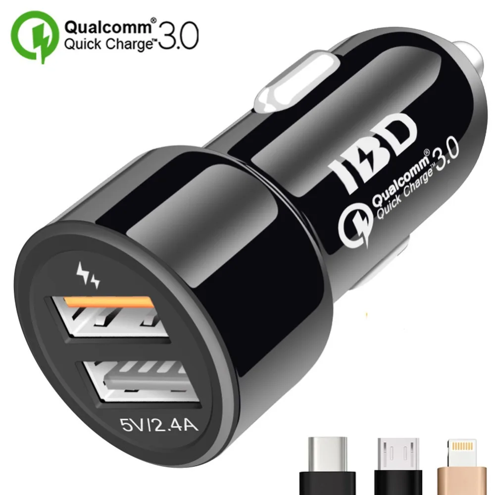 Переходник с двумя портами USB для зарядки в машине iphone и android C кабель micro зарядный