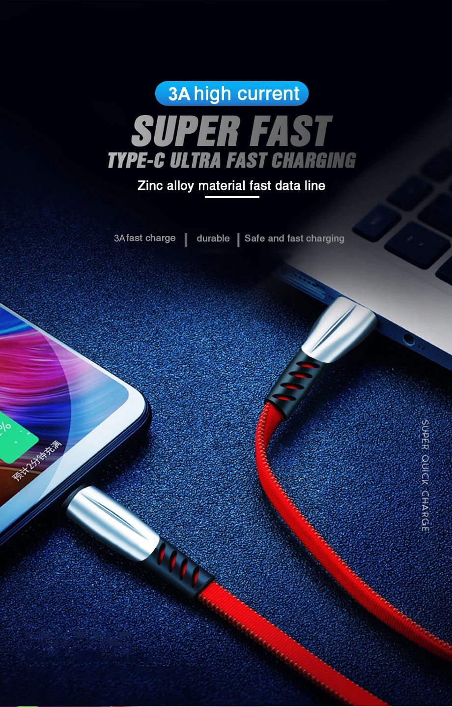 3а 1 м 2 м type-C Micro USB кабель из цинкового сплава плоский ультра прочный кабель передачи данных для samsung Xiaomi huawei Microusb шнур