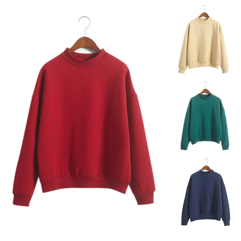 

Newly Women Spring Round Neck Pullover Long Sleeves Minimalist Thick Female Tops DO99