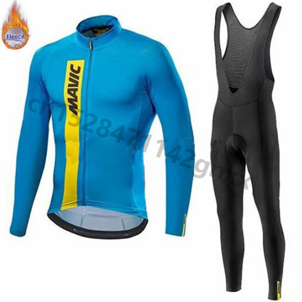 Mavic Winter Men's Cycling Jersey Long Sleeve Set Thermal Fleece MTB Bike Clothing triathlon Maillot Ropa Ciclismo Hombre - Цвет: 1