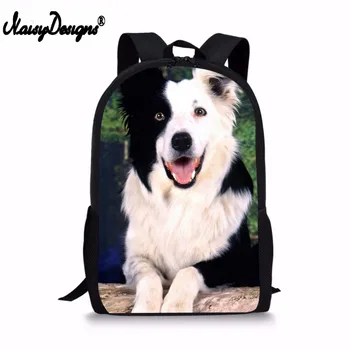 

NOISYDESIGNS Wholesale Woman Back Pack Cute Border Collie Puppy Backpacks Trend travel Bags Mochila Swiss Male Laptop Supplies