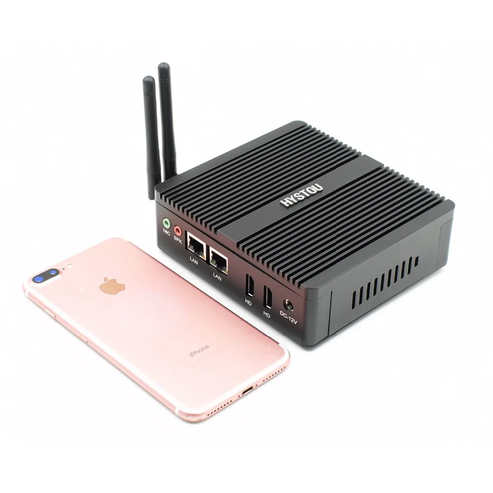 HYSTOU 4 ядра N3160 безвентиляторный мини-ПК Windows 10 DUAL NICs WI-FI Linux Pfsense роутер с файрволом сервер AES-NI поддерживается i7 5550U